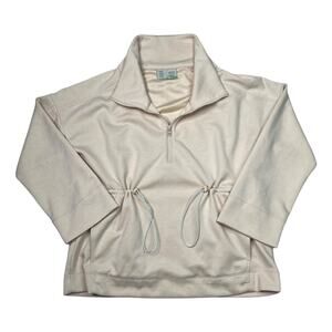 Saturday/Sunday Anthro 1/4 Zip Cinch Waist Pullover Sweatshirt FLAW Pink Small